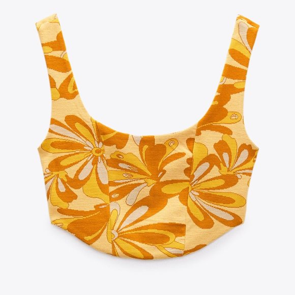 Zara Tops New Zara Retro Jacquard Crop Top Poshmark